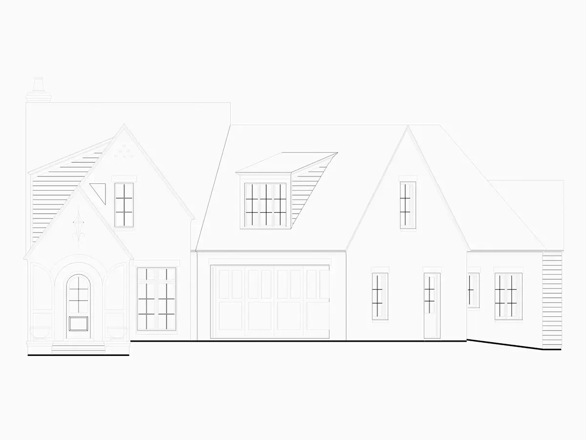 Namo projektas su mansarda 357 m²: 4 Miegamieji, 5 Vonios, Atvira virtuvė, Garažas
