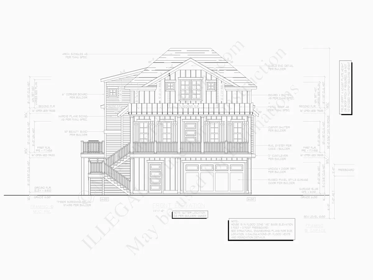 Trijų aukštų namo projektas 203 m²: 3 Miegamieji, 2 Vonios, Atvira virtuvė, Garažas