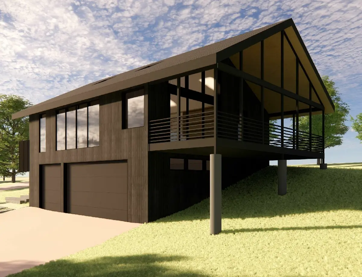 Pagrindiniai vaizdai 6 – Dviejų aukštų namo projektas 113 m²: 2 Miegamieji, 2 Vonios, Atvira virtuvė, Garažas — 65832R