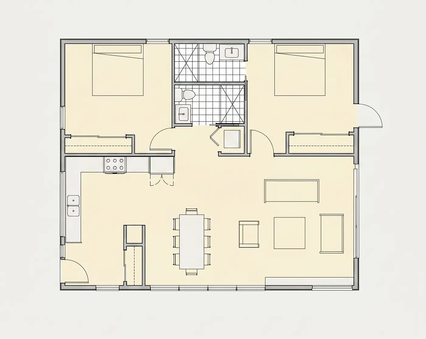 Antras Aukštas 11 – Dviejų aukštų namo projektas 113 m²: 2 Miegamieji, 2 Vonios, Atvira virtuvė, Garažas — 65832R
