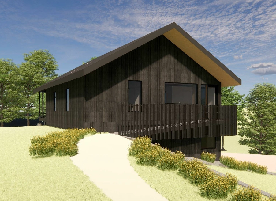 Pagrindiniai vaizdai 4 – Dviejų aukštų namo projektas 113 m²: 2 Miegamieji, 2 Vonios, Atvira virtuvė, Garažas — 65832R