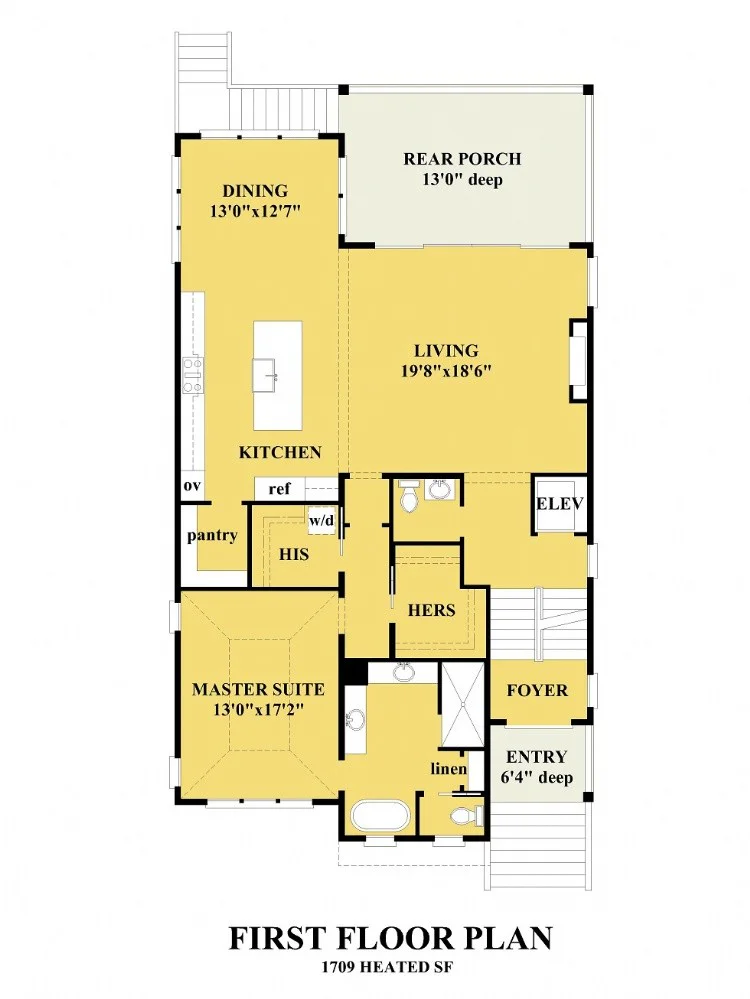 Pirmas Aukštas 8 – Trijų aukštų namo projektas 340 m²: 4 Miegamieji, 5 Vonios, Atvira virtuvė, Garažas — 68354R
