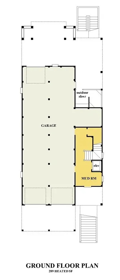 Rūsys 7 – Trijų aukštų namo projektas 383 m²: 5 Miegamieji, 5 Vonios, Atvira virtuvė, Garažas — 26386R