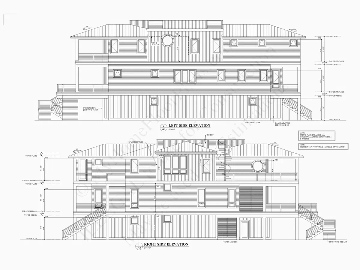 Fasadai 5 – Trijų aukštų namo projektas 383 m²: 5 Miegamieji, 5 Vonios, Atvira virtuvė, Garažas — 26386R