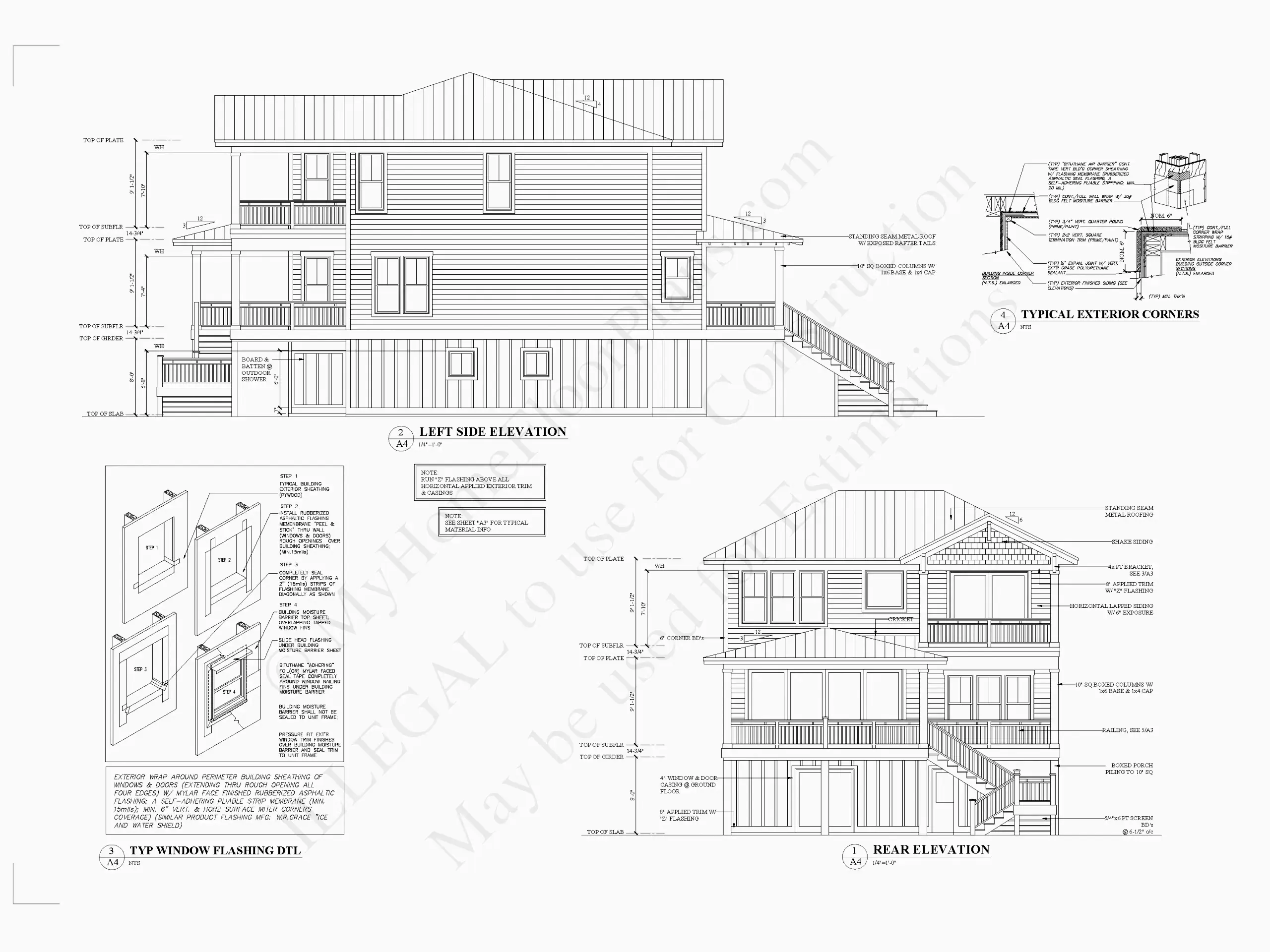 Fasadai 5 – Trijų aukštų namo projektas 318 m²: 4 Miegamieji, 4 Vonios, Atvira virtuvė, Garažas — 35755R