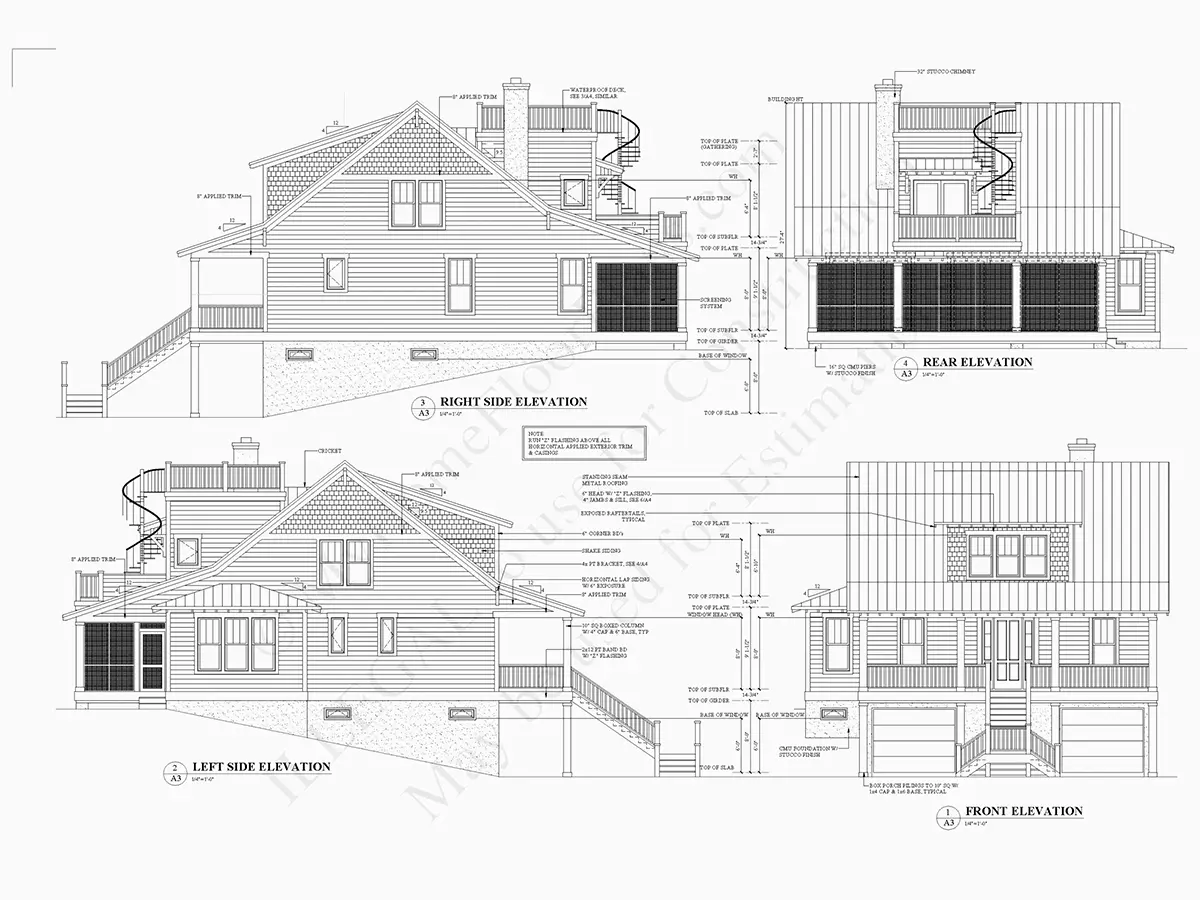 Fasadai 6 – Trijų aukštų namo projektas 206 m²: 4 Miegamieji, 3 Vonios, Atvira virtuvė, Garažas — 22659R