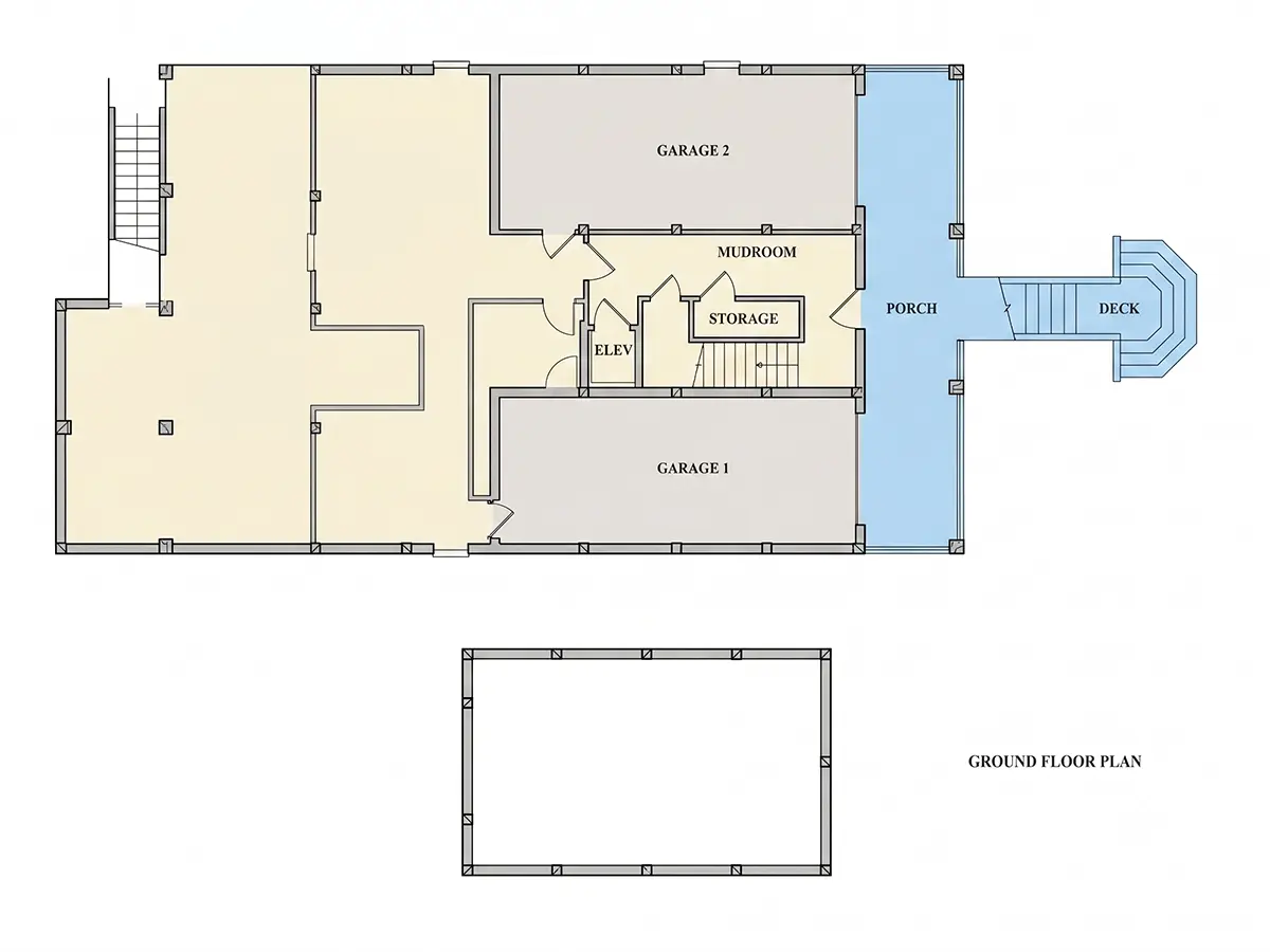 Rūsys 7 – Trijų aukštų namo projektas 340 m²: 3 Miegamieji, Darbo kambarys, 4 Vonios, Atvira virtuvė, Garažas — 80087R