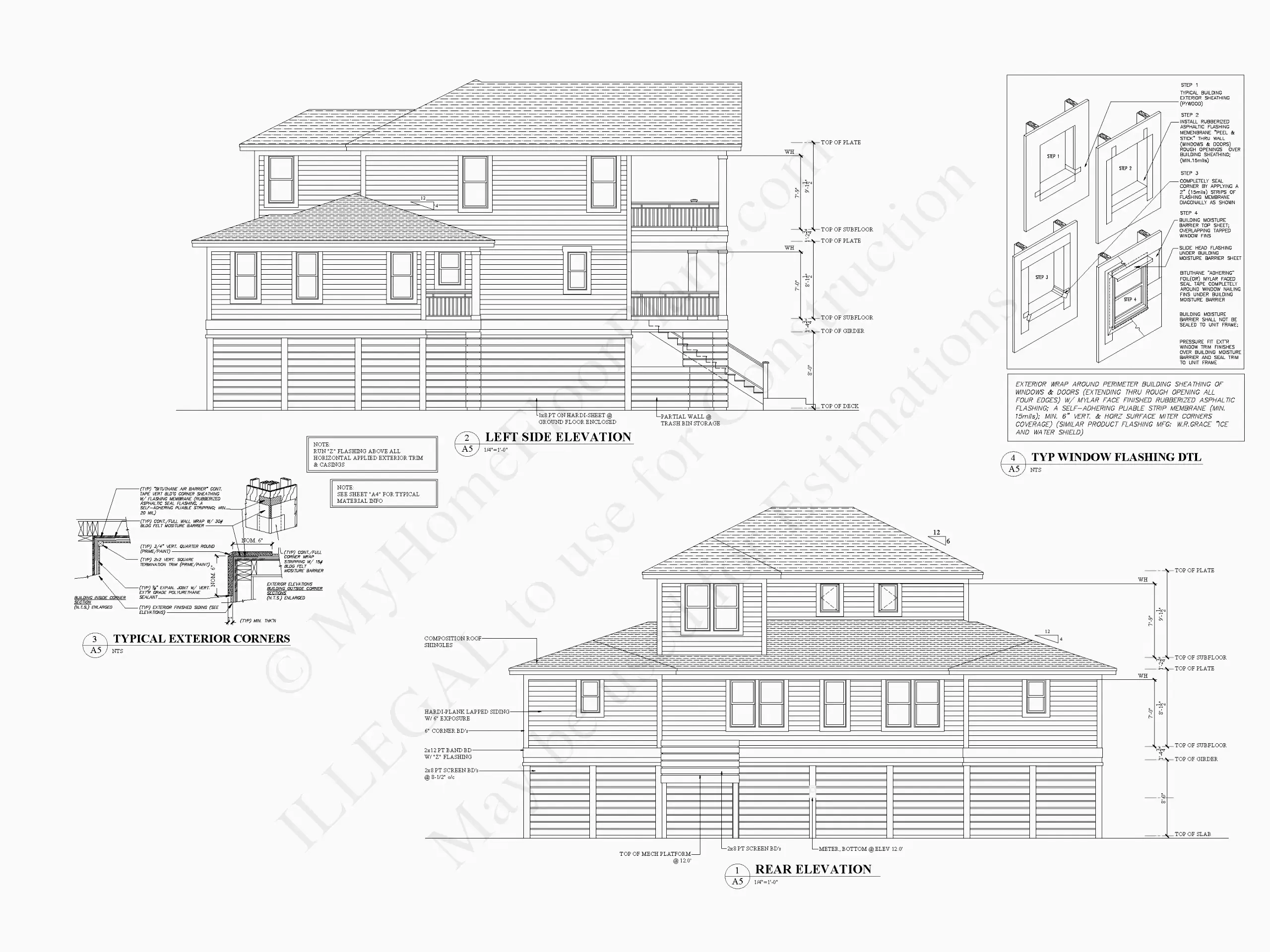 Fasadai 6 – Trijų aukštų namo projektas 273 m²: 5 Miegamieji, Darbo kambarys, 5 Vonios, Atvira virtuvė, Garažas — 98339R