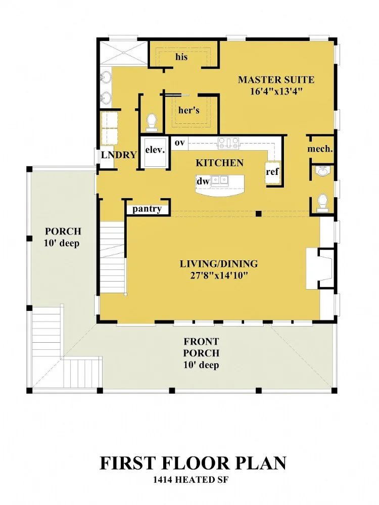 Pirmas Aukštas 9 – Trijų aukštų namo projektas 190 m²: 3 Miegamieji, 3 Vonios, Atvira virtuvė, Garažas — 43809R