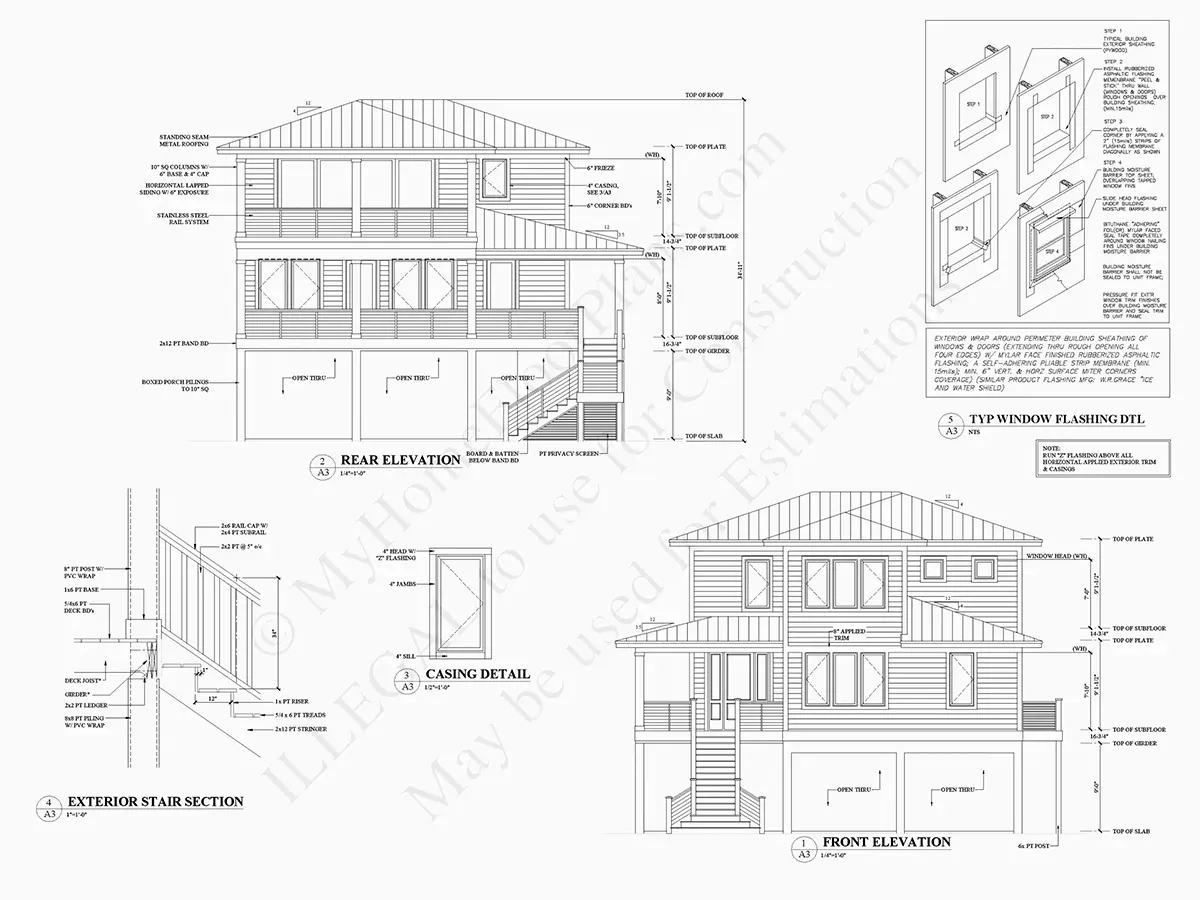 Fasadai 11 – Trijų aukštų namo projektas 279 m²: 4 Miegamieji, Darbo kambarys, 5 Vonios, Atvira virtuvė, Garažas — 21358R