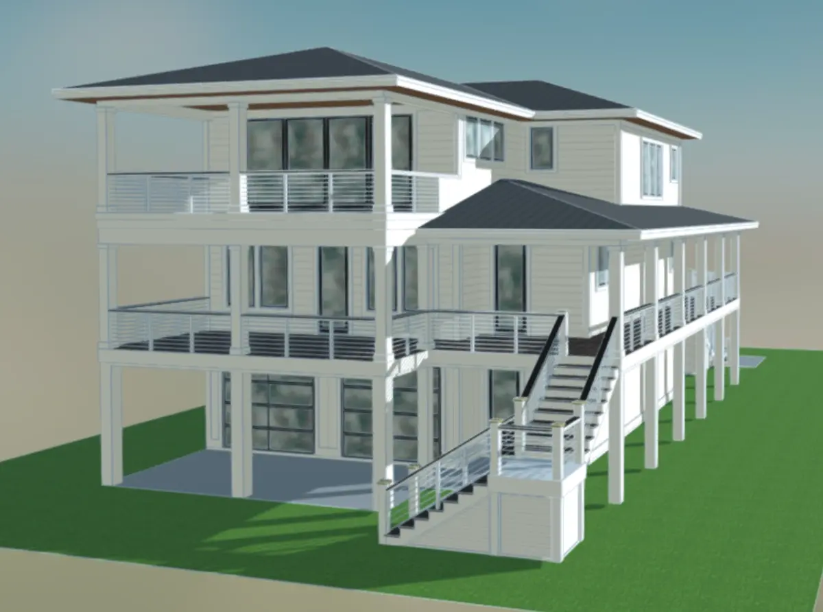 Pagrindiniai vaizdai 7 – Trijų aukštų namo projektas 279 m²: 4 Miegamieji, Darbo kambarys, 5 Vonios, Atvira virtuvė, Garažas — 21358R