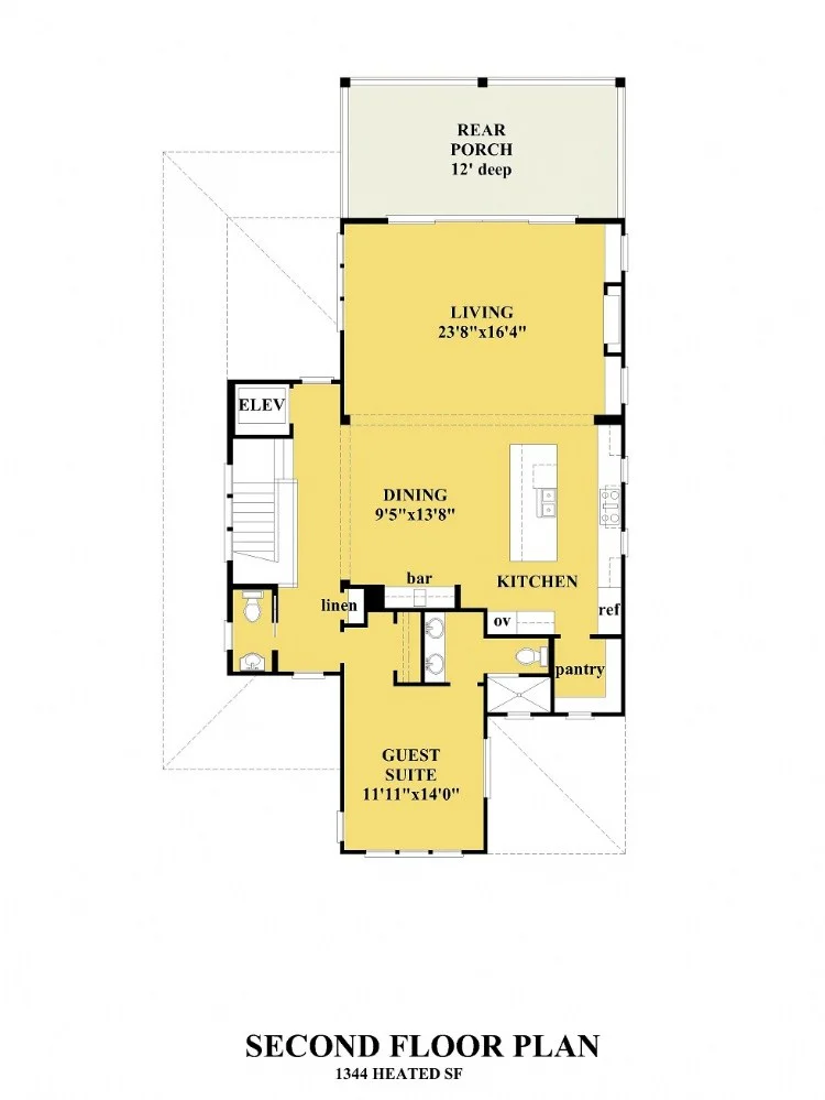 Antras Aukštas 15 – Trijų aukštų namo projektas 279 m²: 4 Miegamieji, Darbo kambarys, 5 Vonios, Atvira virtuvė, Garažas — 21358R