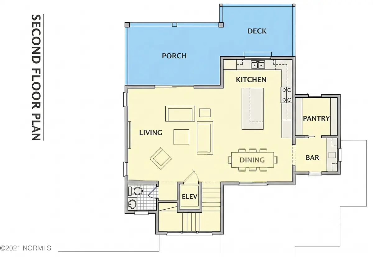 Antras Aukštas 20 – Trijų aukštų namo projektas 301 m²: 4 Miegamieji, 4 Vonios, Atvira virtuvė, Garažas — 87724R