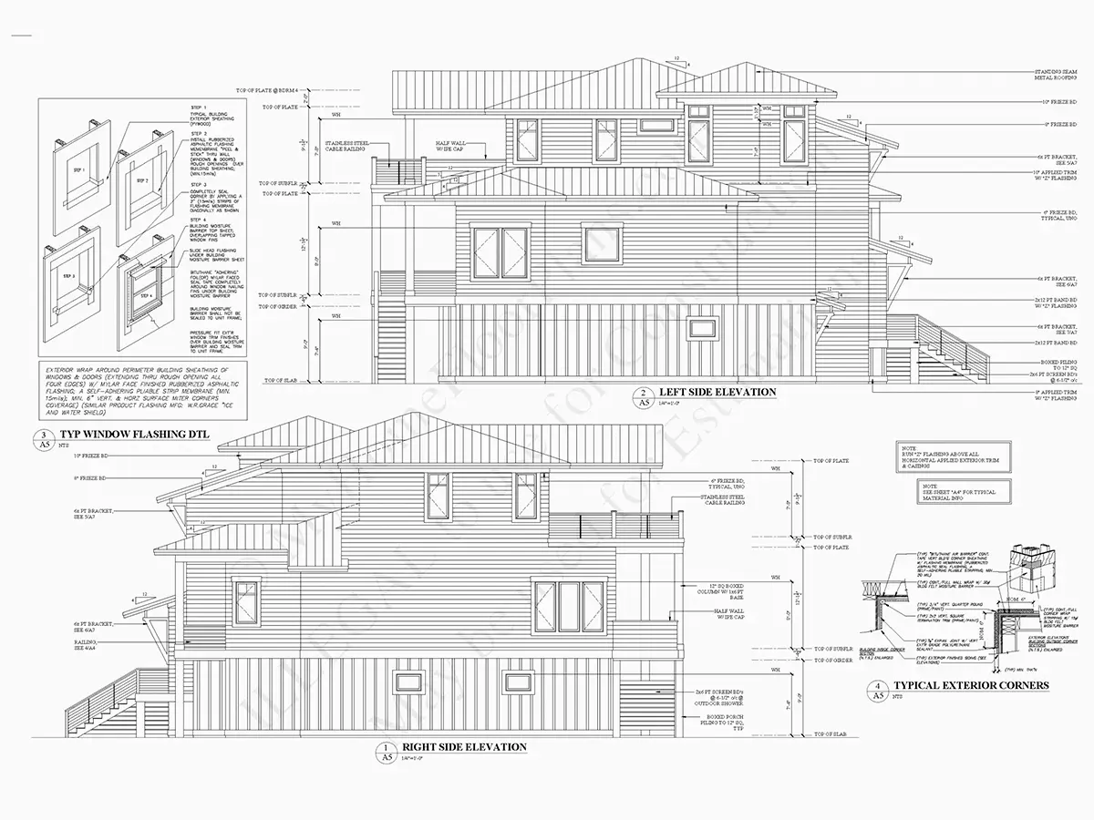 Fasadai 6 – Trijų aukštų namo projektas 382 m²: 4 Miegamieji, Darbo kambarys, 4 Vonios, Atvira virtuvė, Garažas — 24376R