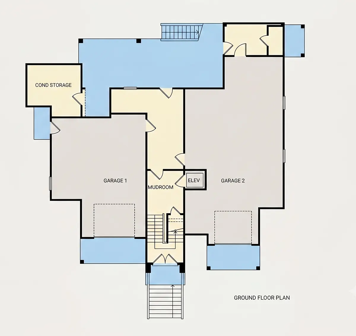 Rūsys 7 – Trijų aukštų namo projektas 382 m²: 4 Miegamieji, Darbo kambarys, 4 Vonios, Atvira virtuvė, Garažas — 24376R