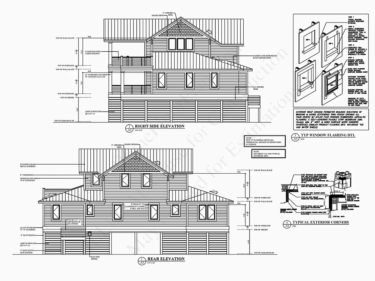 Fasadai 5 – Trijų aukštų namo projektas 275 m²: 3 Miegamieji, 3 Vonios, Atvira virtuvė, Garažas — 92647R