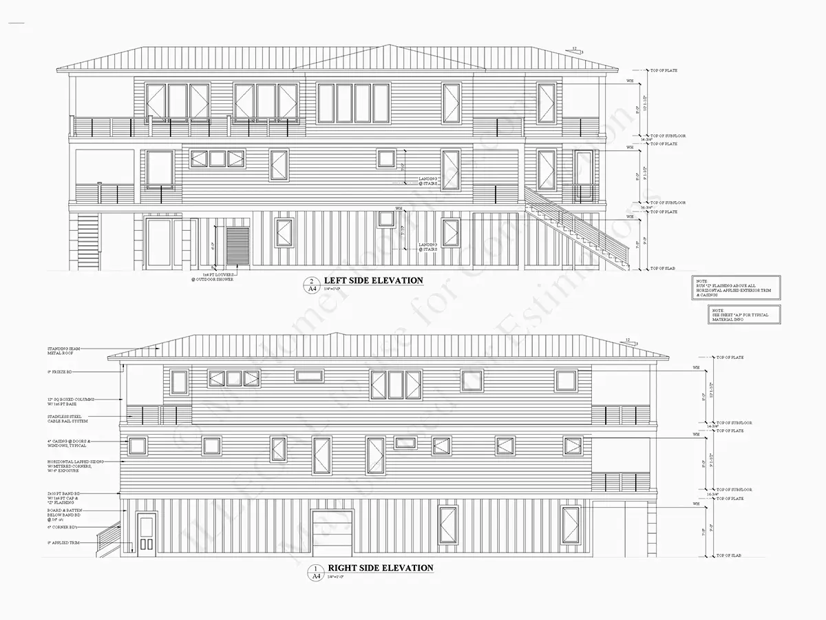 Fasadai 29 – Trijų aukštų namo projektas 446 m²: 5 Miegamieji, Darbo kambarys, 6 Vonios, Atvira virtuvė, Garažas — 96183R