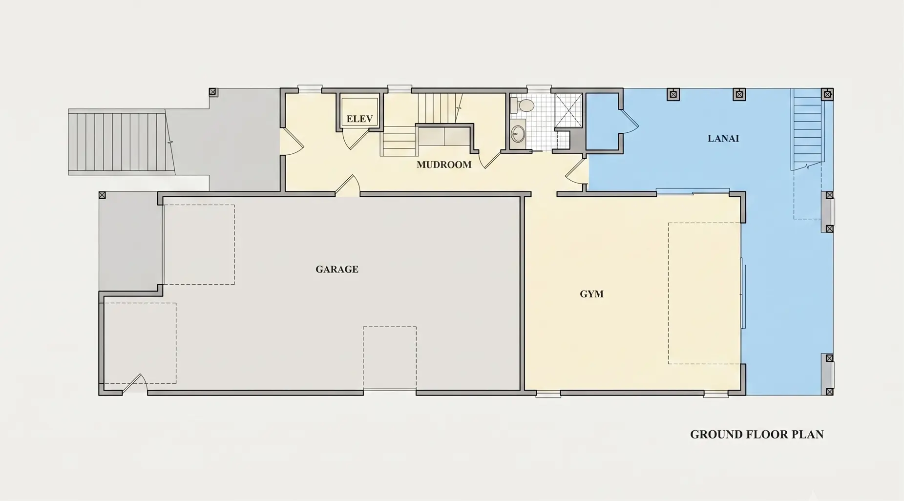 Rūsys 30 – Trijų aukštų namo projektas 446 m²: 5 Miegamieji, Darbo kambarys, 6 Vonios, Atvira virtuvė, Garažas — 96183R