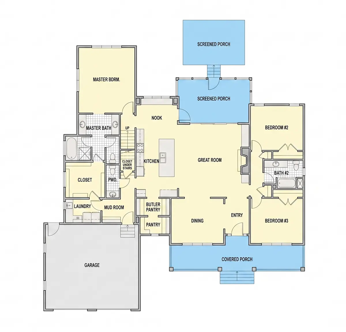 Pirmas Aukštas 12 – Namo projektas su mansarda 271 m²: 3 Miegamieji, 4 Vonios, Atvira virtuvė, Garažas — 35545R