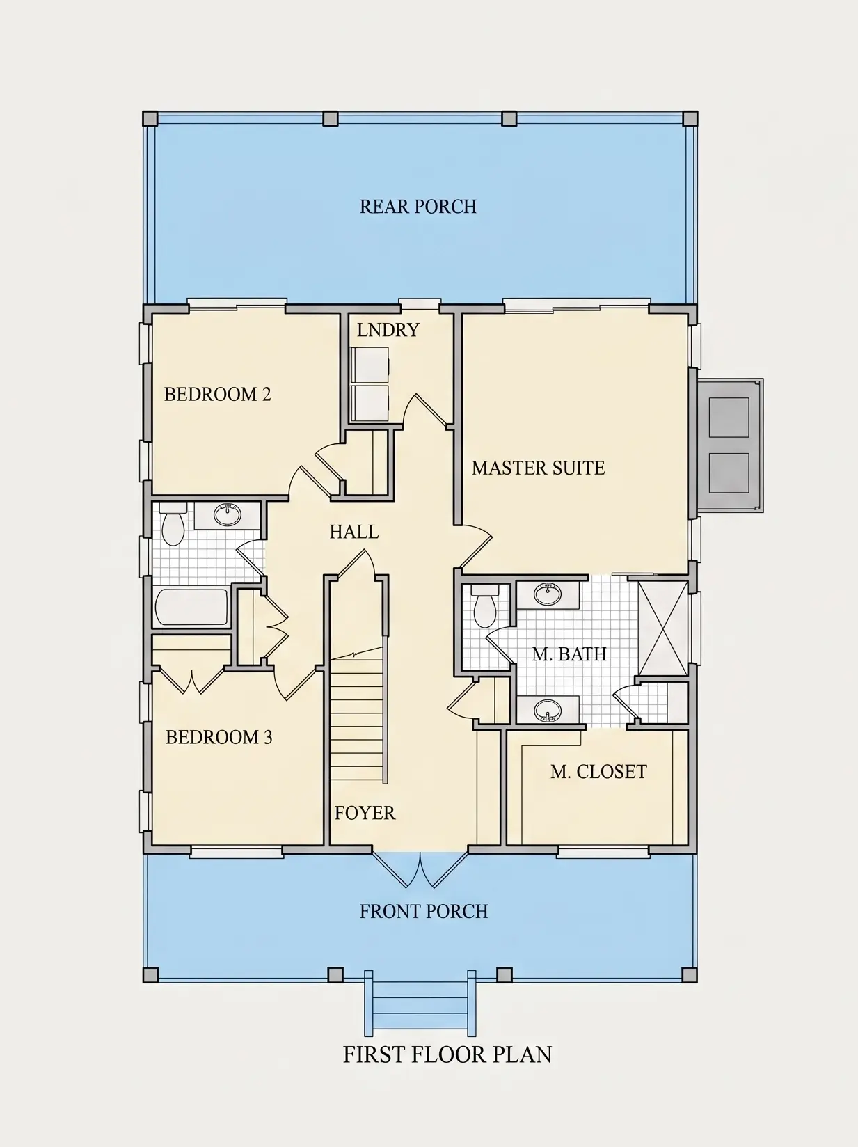 Pirmas Aukštas 22 – Dviejų aukštų namo projektas 219 m²: 5 Miegamieji, 3 Vonios, Atvira virtuvė, be Garažo — 53391R