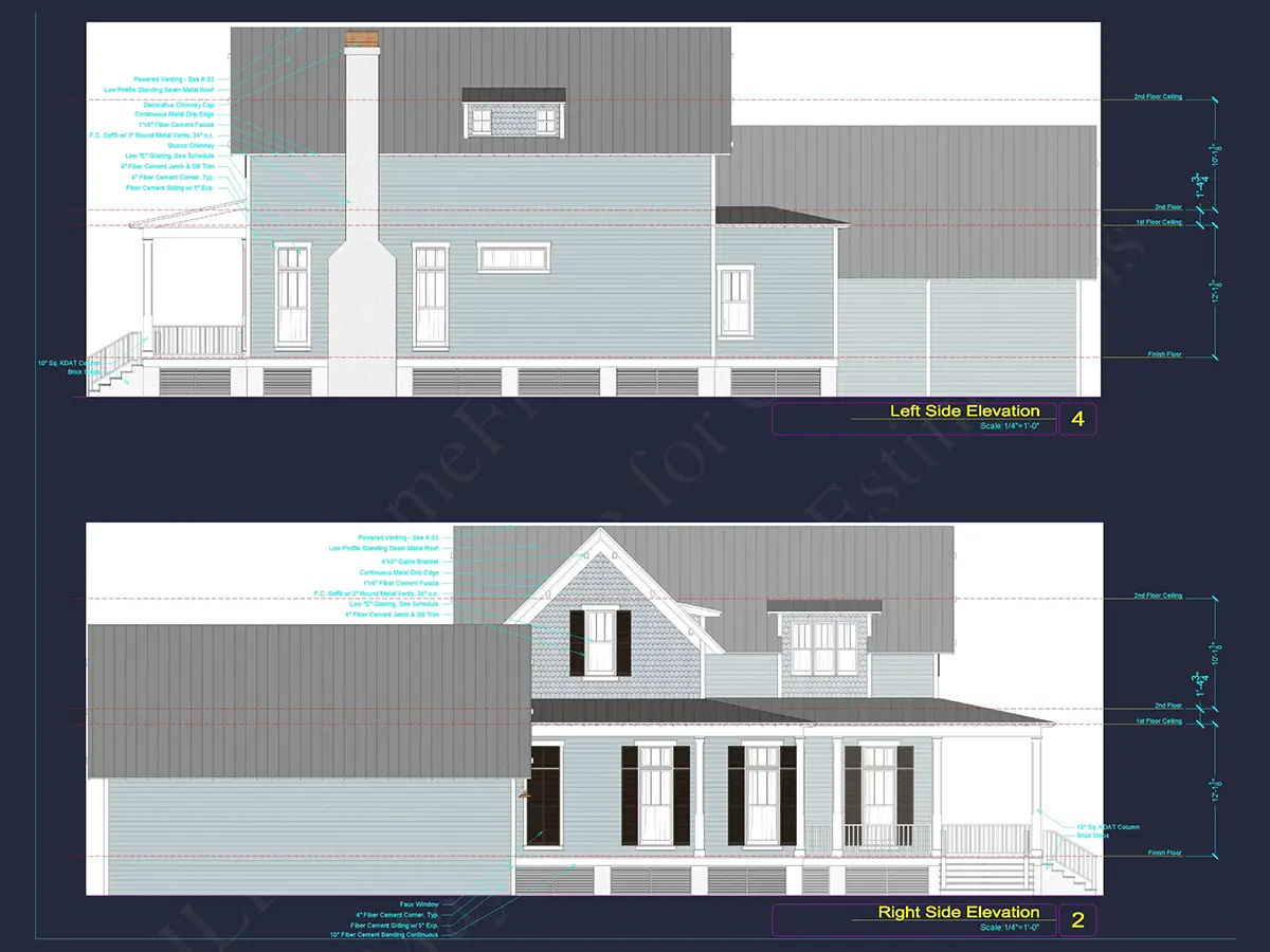 Fasadai 7 – Dviejų aukštų namo projektas 275 m²: 3 Miegamieji, Darbo kambarys, 5 Vonios, Atvira virtuvė, Garažas — 85873R