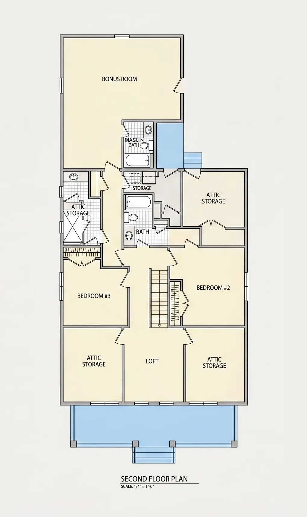 Antras Aukštas 10 – Dviejų aukštų namo projektas 262 m²: 3 Miegamieji, 4 Vonios, Garažas — 65692R