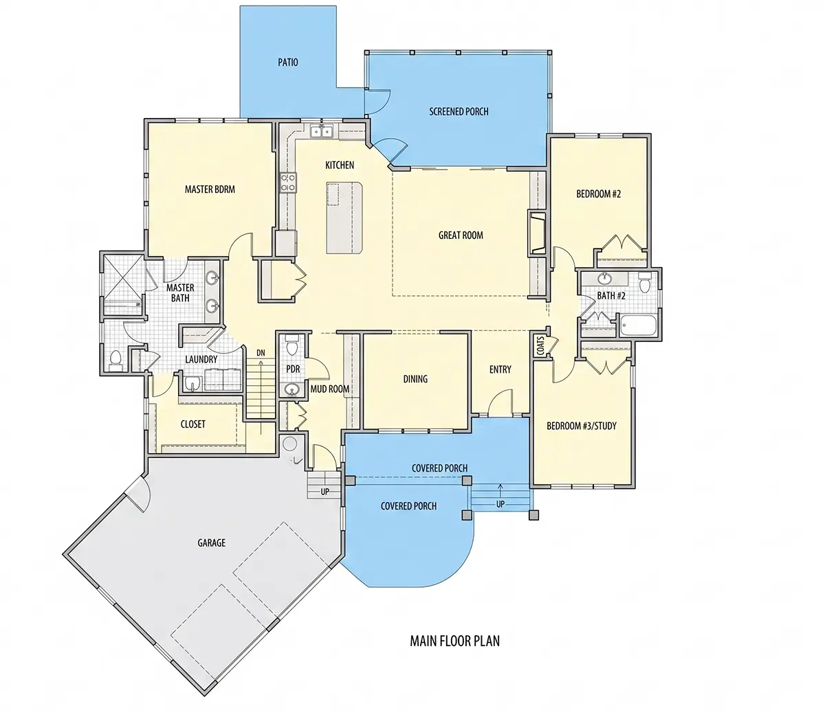 Pirmas Aukštas 16 – Namo projektas su mansarda 302 m²: 4 Miegamieji, 4 Vonios, Atvira virtuvė, Garažas — 65567R