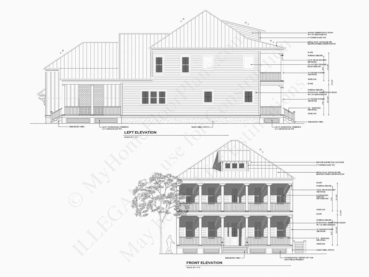 Fasadai 7 – Dviejų aukštų namo projektas 384 m²: 3 Miegamieji, 4 Vonios, Garažas — 61518R