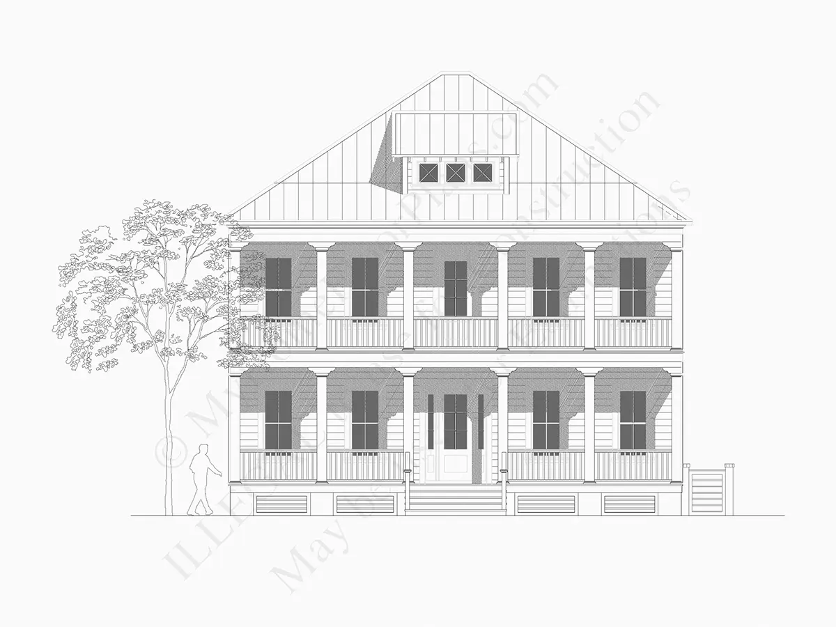 Fasadai 6 – Dviejų aukštų namo projektas 384 m²: 3 Miegamieji, 4 Vonios, Garažas — 61518R