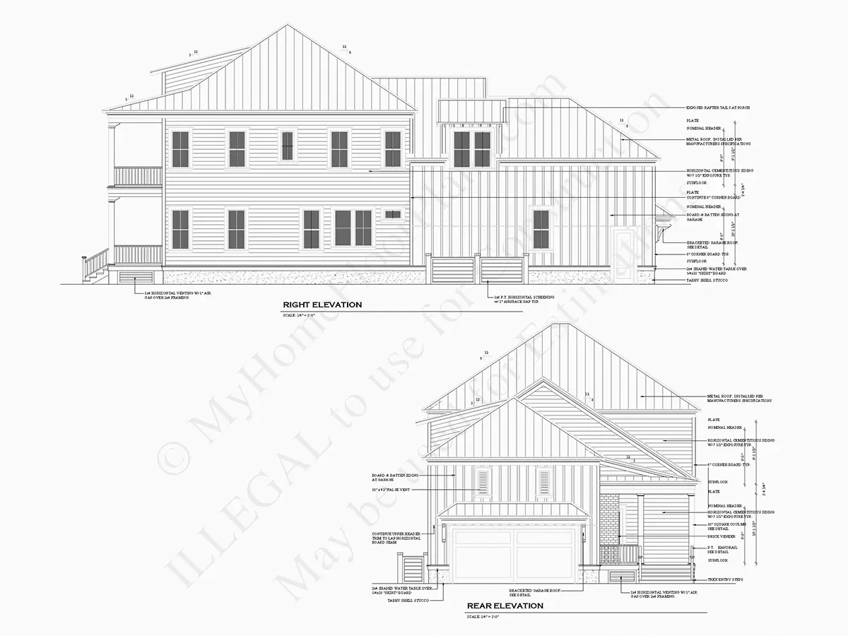 Fasadai 8 – Dviejų aukštų namo projektas 384 m²: 3 Miegamieji, 4 Vonios, Garažas — 61518R