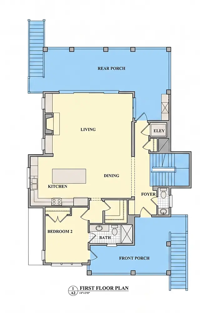 Pirmas Aukštas 9 – Trijų aukštų namo projektas 430 m²: 4 Miegamieji, Darbo kambarys, 5 Vonios, Atvira virtuvė, Garažas — 49560R