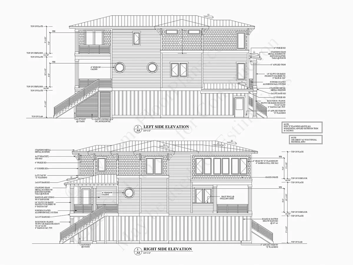 Fasadai 7 – Trijų aukštų namo projektas 430 m²: 4 Miegamieji, Darbo kambarys, 5 Vonios, Atvira virtuvė, Garažas — 49560R