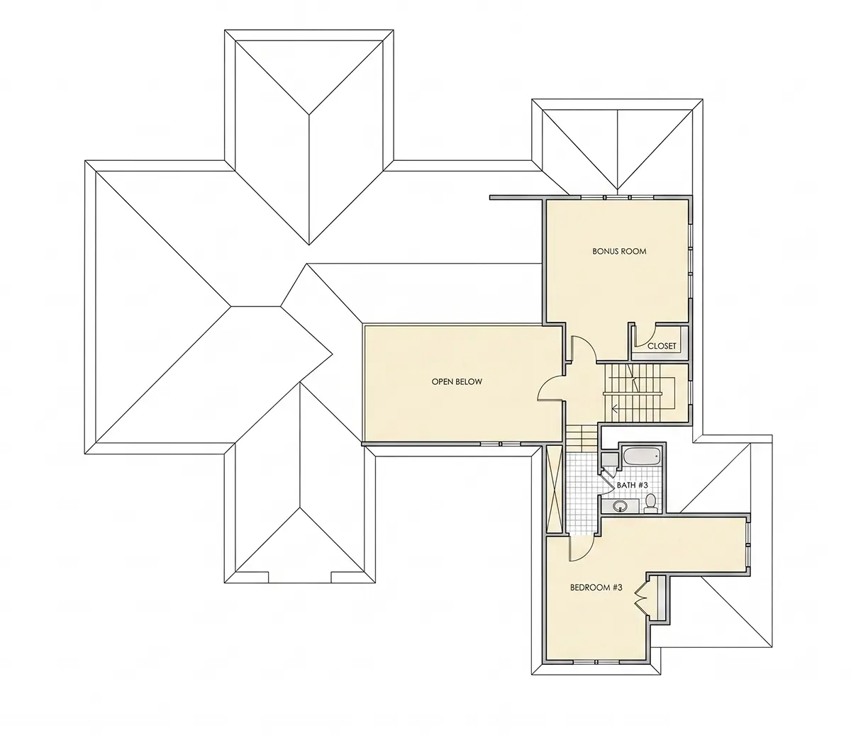 Antras Aukštas 24 – Namo projektas su mansarda 304 m²: 3 Miegamieji, Darbo kambarys, 4 Vonios, Atvira virtuvė, Garažas — 17048R