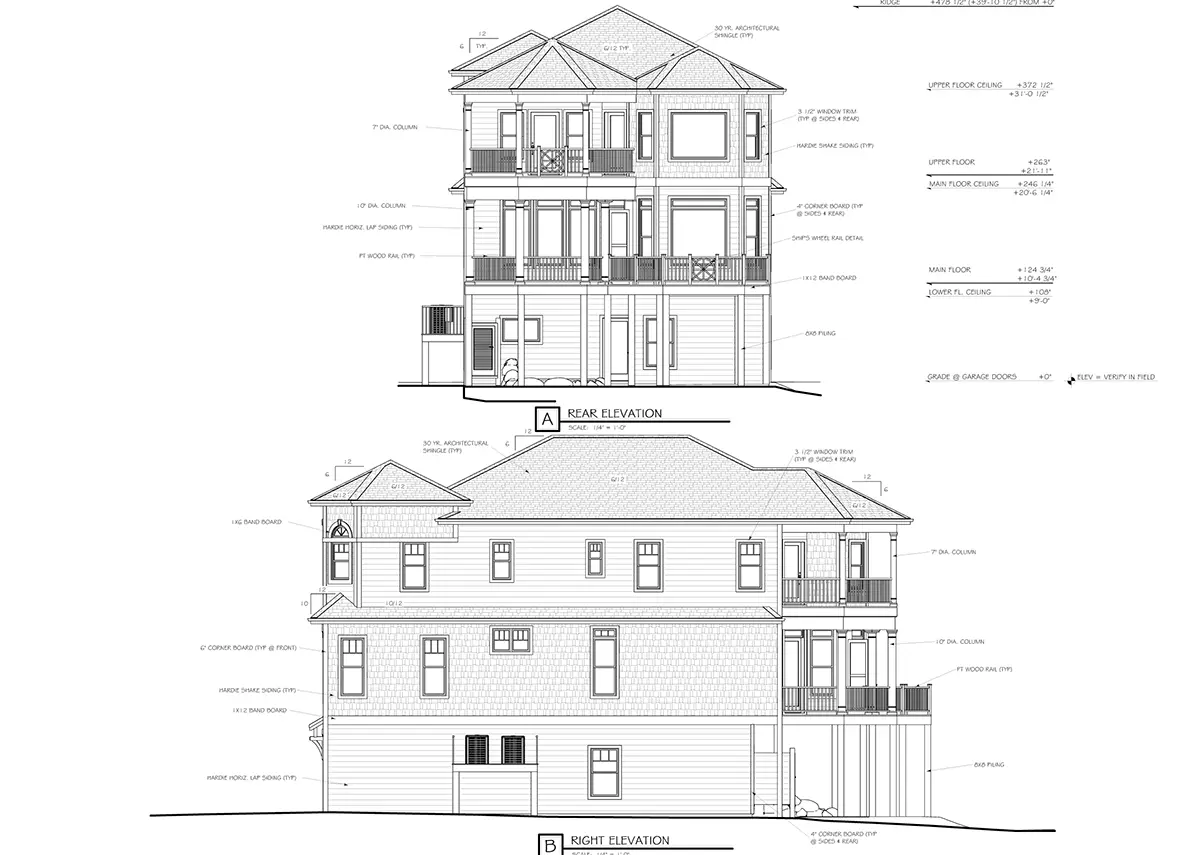 Fasadai 13 – Trijų aukštų namo projektas 355 m²: 4 Miegamieji, Darbo kambarys, 4 Vonios, Atvira virtuvė, Garažas — 13825R