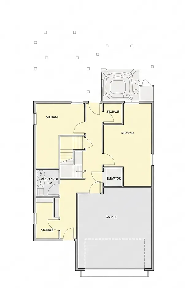 Rūsys 14 – Trijų aukštų namo projektas 355 m²: 4 Miegamieji, Darbo kambarys, 4 Vonios, Atvira virtuvė, Garažas — 13825R