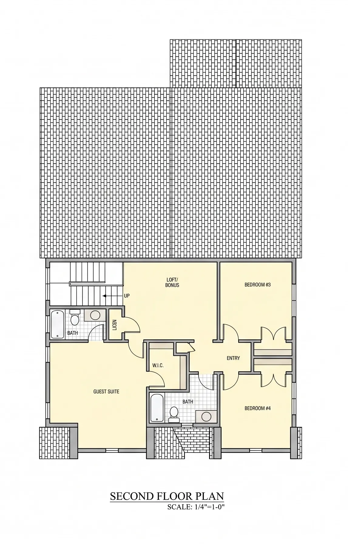 Antras Aukštas 9 – Dviejų aukštų namo projektas 286 m²: 4 Miegamieji, 4 Vonios, Atvira virtuvė, Garažas — 12727R