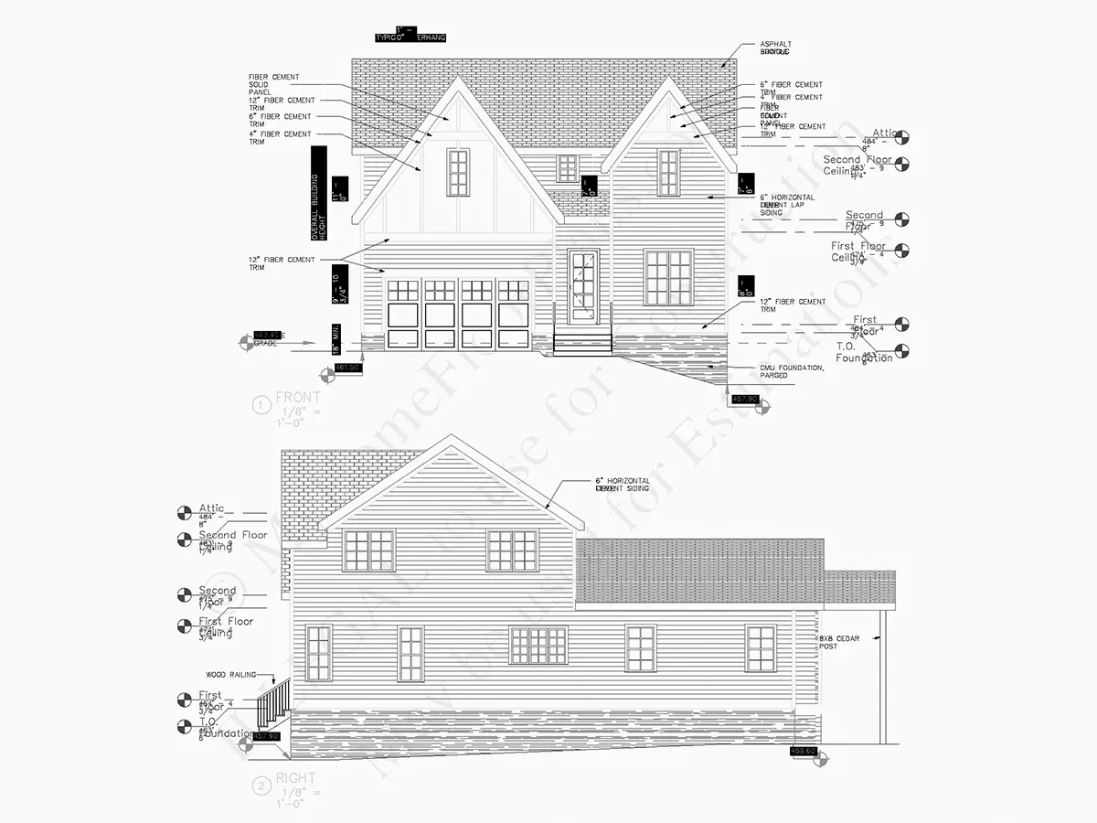 Fasadai 6 – Dviejų aukštų namo projektas 286 m²: 4 Miegamieji, 4 Vonios, Atvira virtuvė, Garažas — 12727R