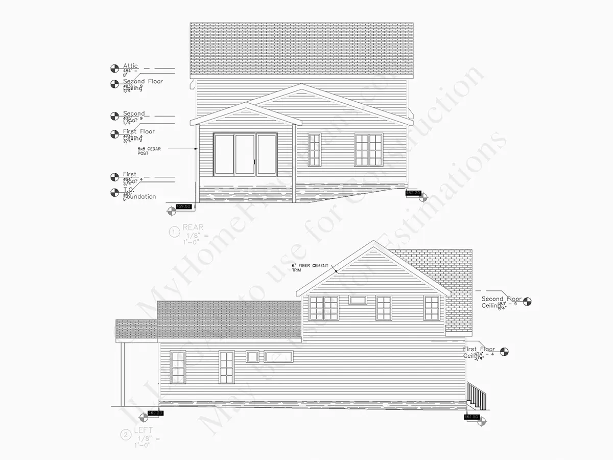 Fasadai 7 – Dviejų aukštų namo projektas 286 m²: 4 Miegamieji, 4 Vonios, Atvira virtuvė, Garažas — 12727R
