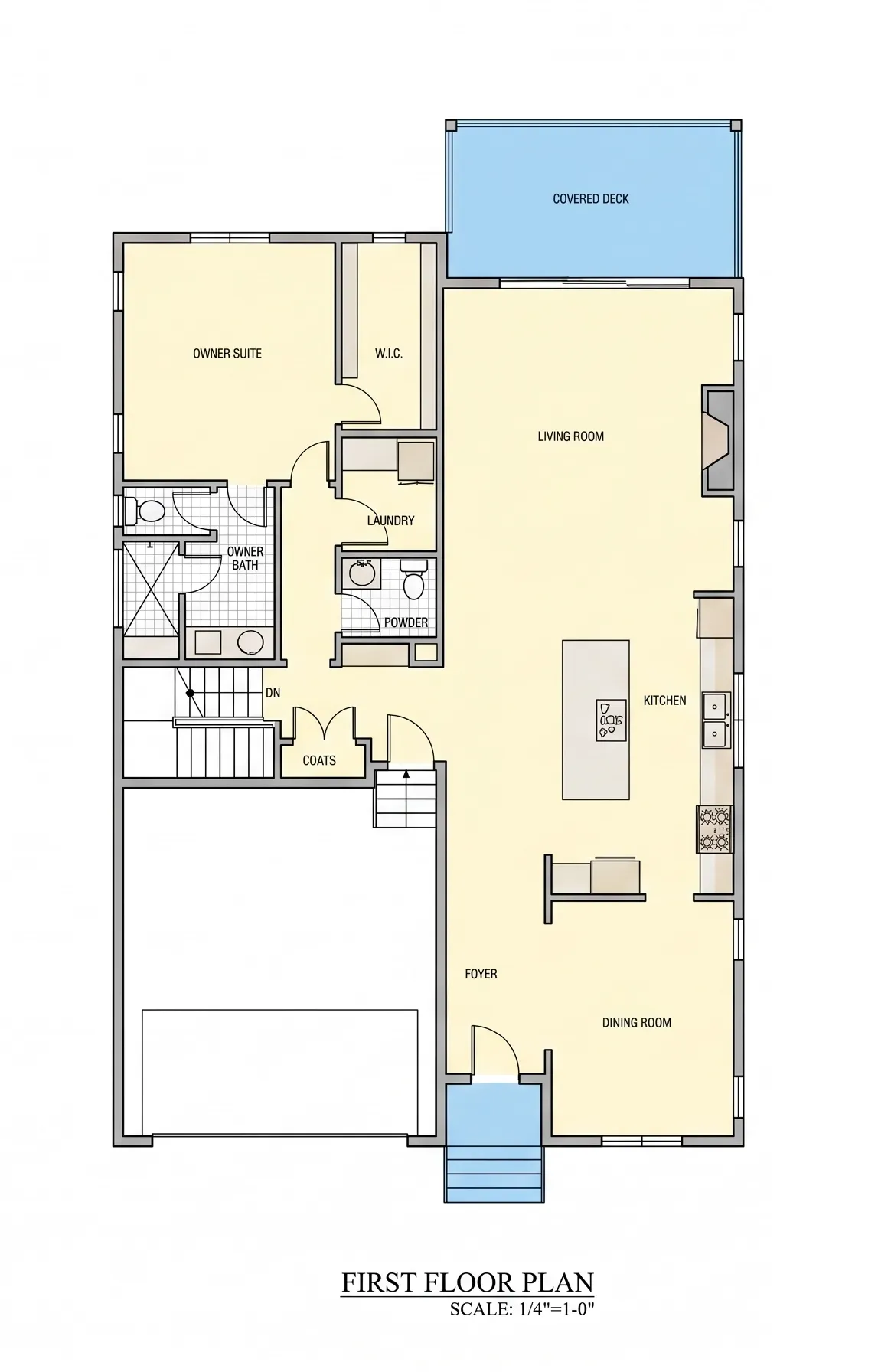 Pirmas Aukštas 8 – Dviejų aukštų namo projektas 286 m²: 4 Miegamieji, 4 Vonios, Atvira virtuvė, Garažas — 12727R
