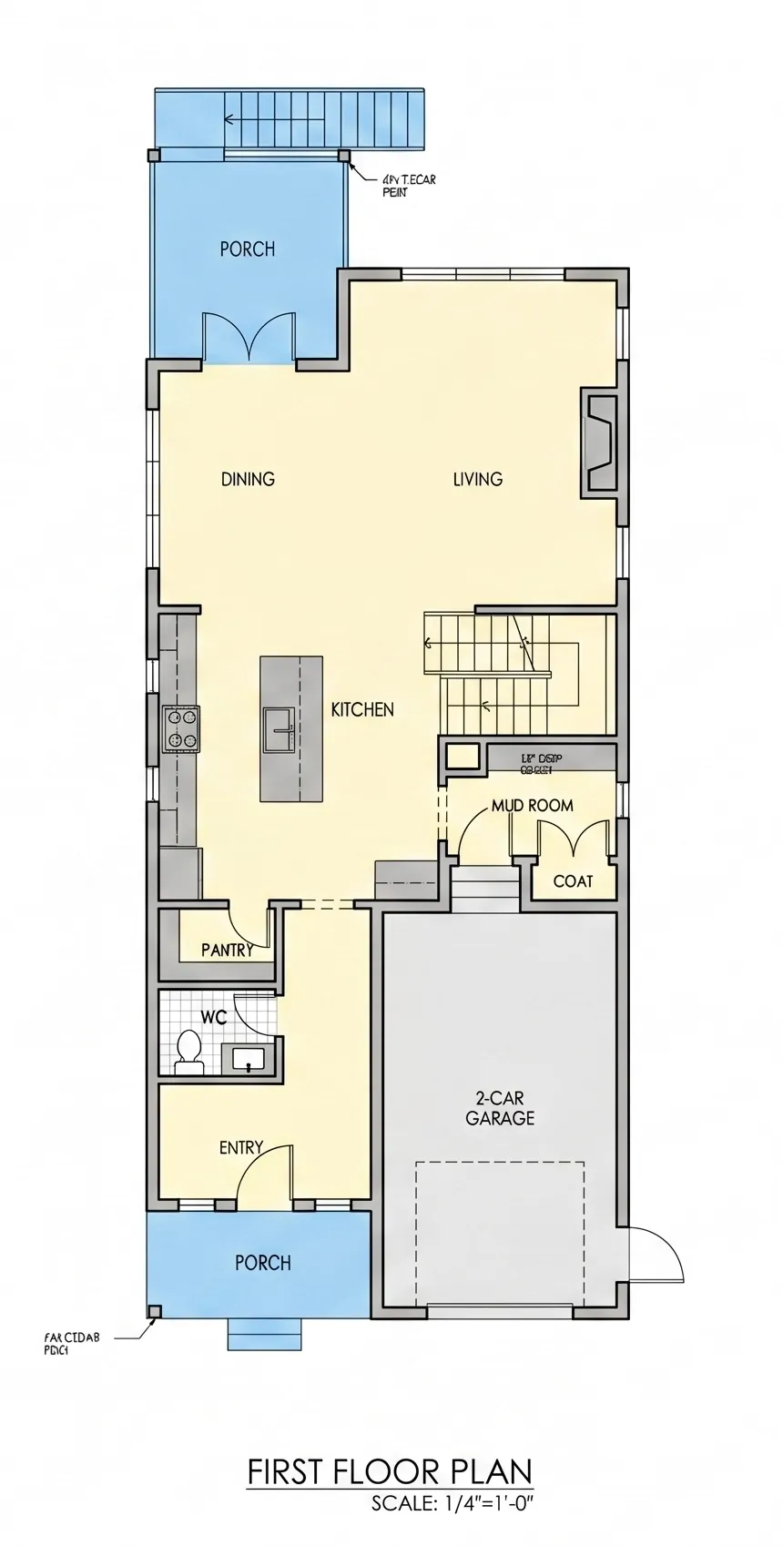 Pirmas Aukštas 10 – Dviejų aukštų namo projektas + rūsiu 274 m²: 4 Miegamieji, Darbo kambarys, 4 Vonios, Atvira virtuvė, Garažas — 57702R