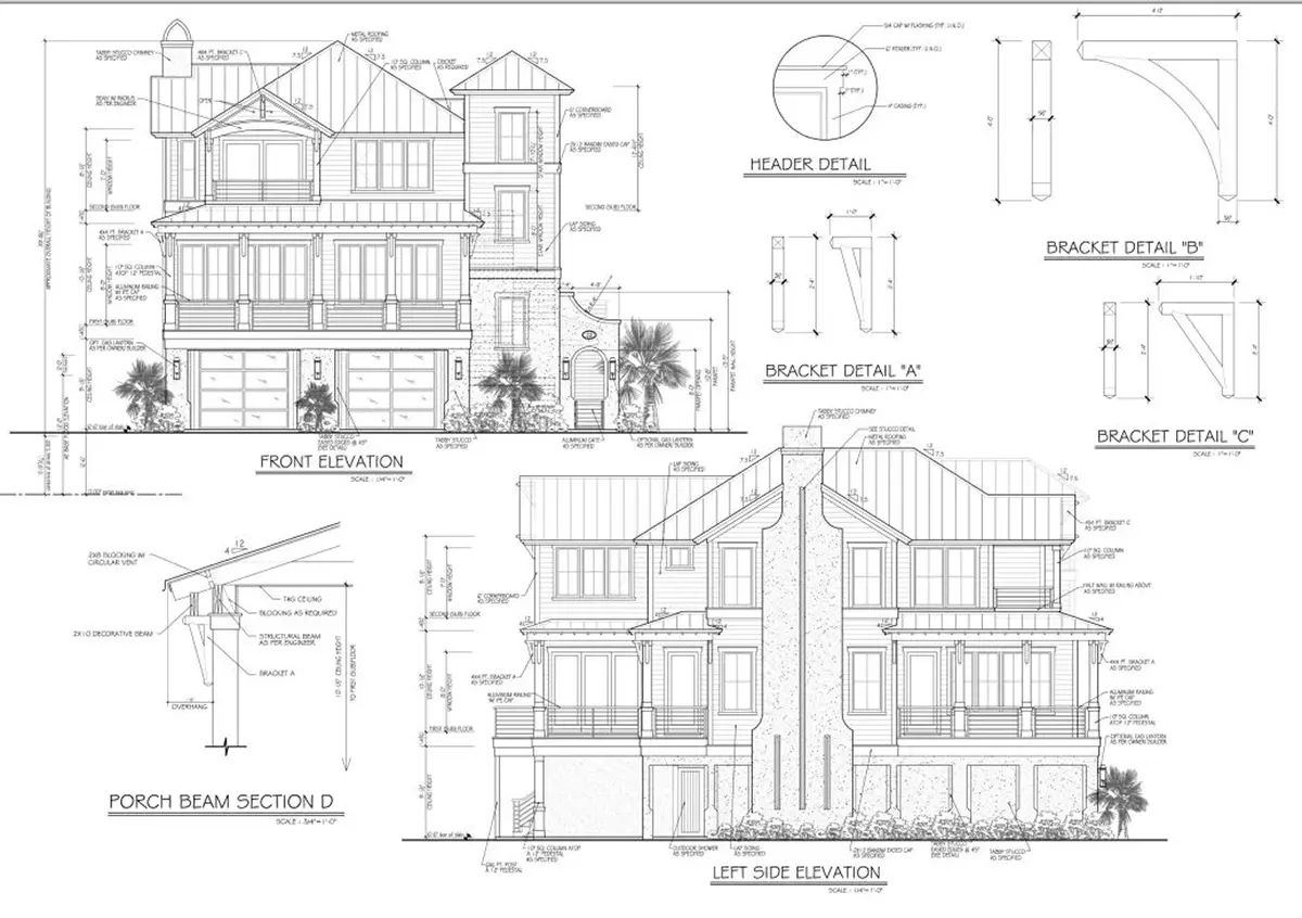 Fasadai 6 – Trijų aukštų namo projektas 282 m²: 3 Miegamieji, Darbo kambarys, 5 Vonios, Atvira virtuvė, Garažas — 55837R
