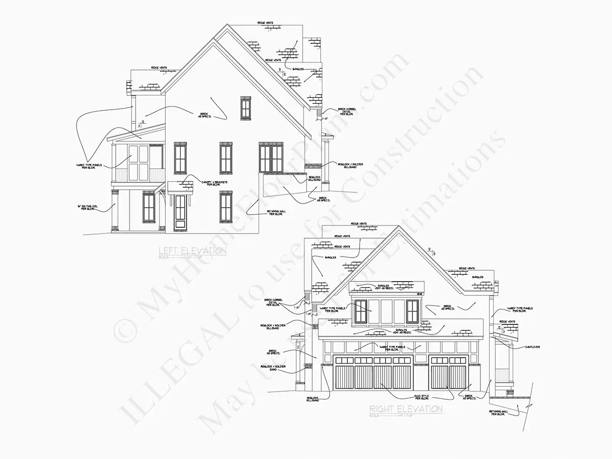 Fasadai 7 – Dviejų aukštų namo projektas + rūsiu 632 m²: 5 Miegamieji, Darbo kambarys, 6 Vonios, Atvira virtuvė, Garažas — 85765R
