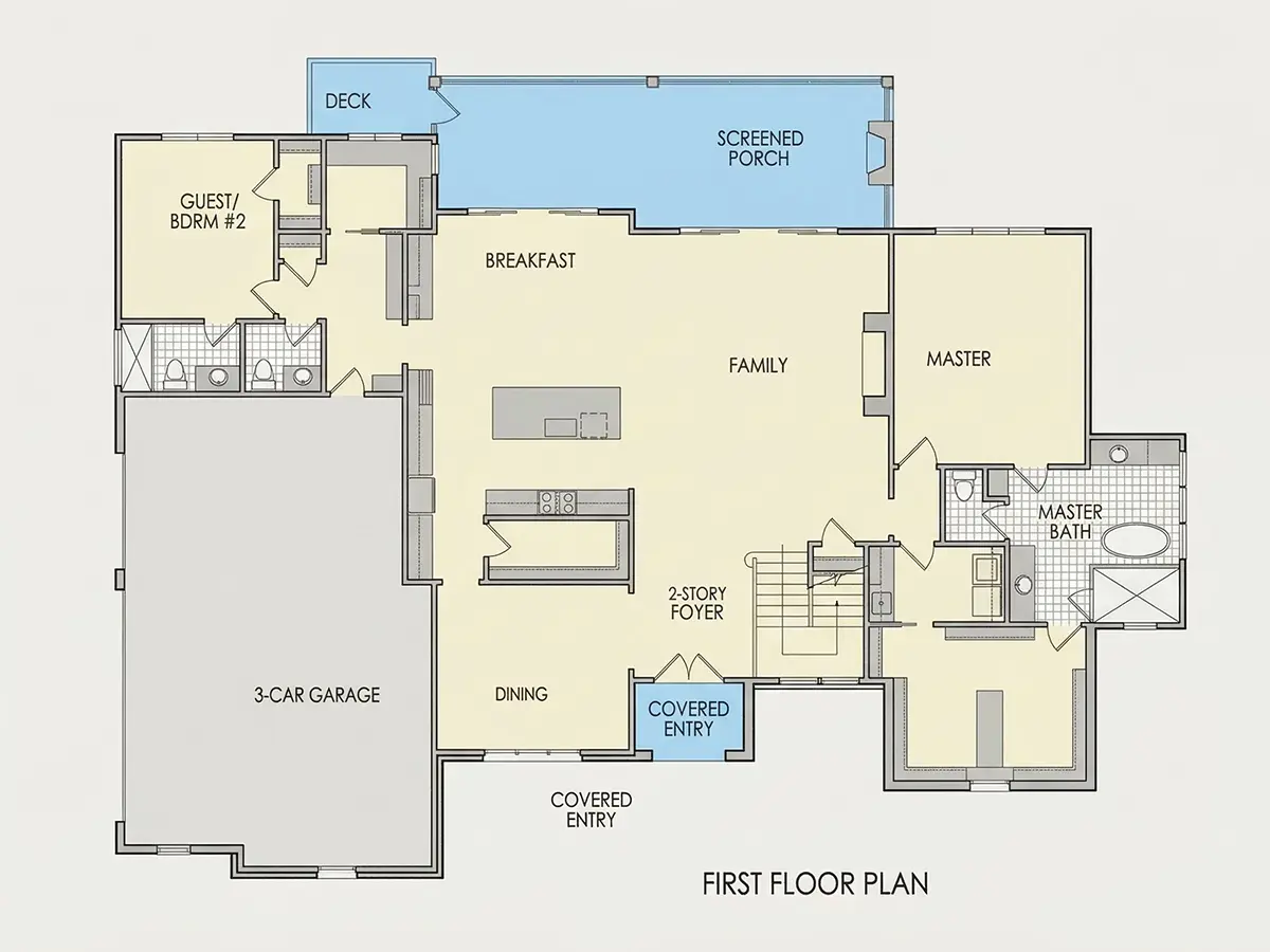 Pirmas Aukštas 24 – Namo projektas su mansarda 399 m²: 5 Miegamieji, 7 Vonios, Atvira virtuvė, Garažas — 51547R