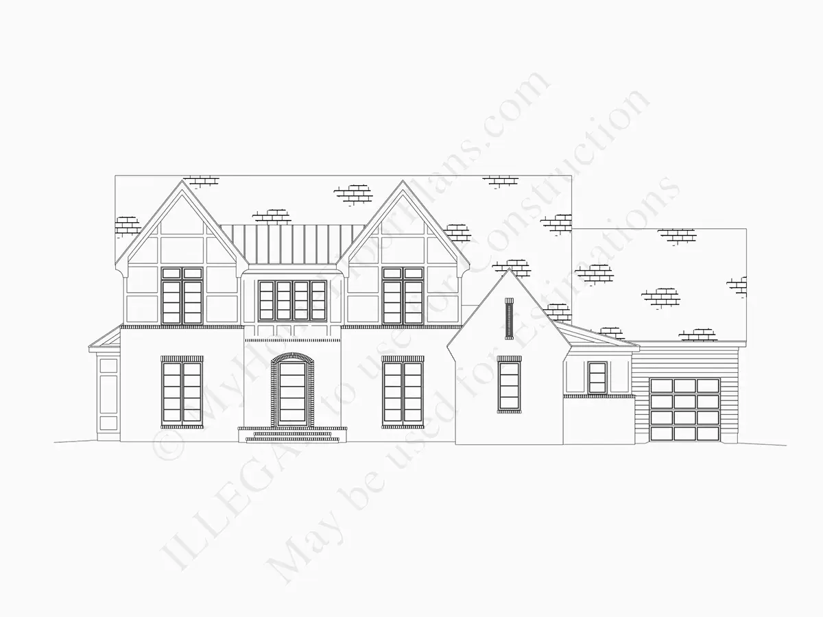Fasadai 12 – Dviejų aukštų namo projektas 381 m²: 4 Miegamieji, 5 Vonios, Atvira virtuvė, Garažas — 84914R