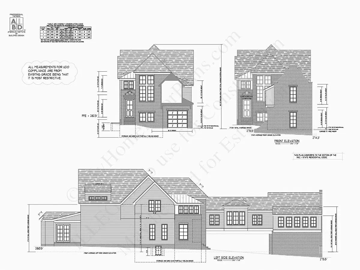 Fasadai 7 – Dviejų aukštų namo projektas + rūsiu 414 m²: 4 Miegamieji, Darbo kambarys, 6 Vonios, Atvira virtuvė, Garažas — 50387R