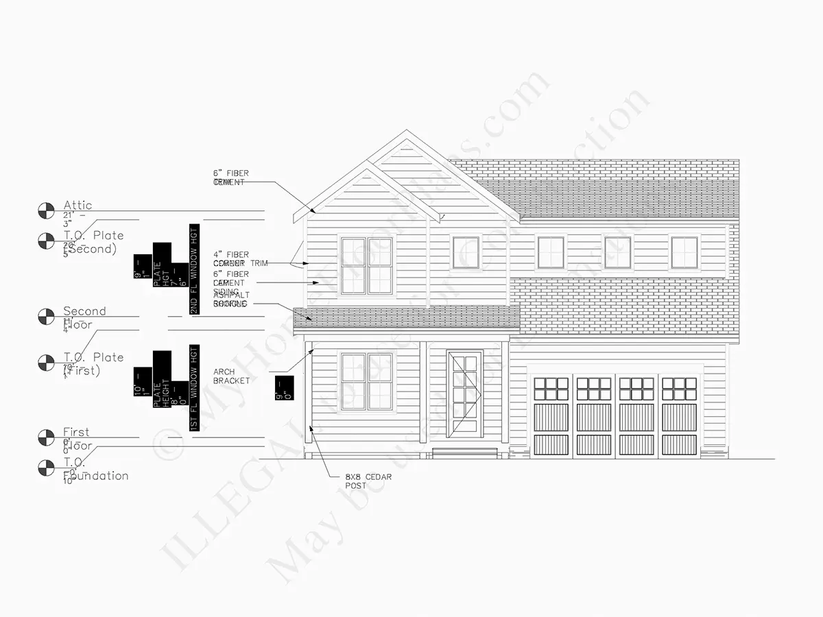 Fasadai 5 – Dviejų aukštų namo projektas 240 m²: 3 Miegamieji, Darbo kambarys, 3 Vonios, Atvira virtuvė, Garažas — 94159R