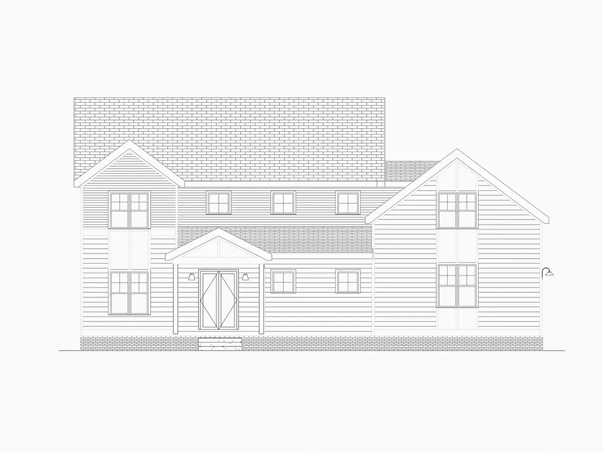 Fasadai 5 – Dviejų aukštų namo projektas 356 m²: 4 Miegamieji, 4 Vonios, Atvira virtuvė, Garažas — 13464R