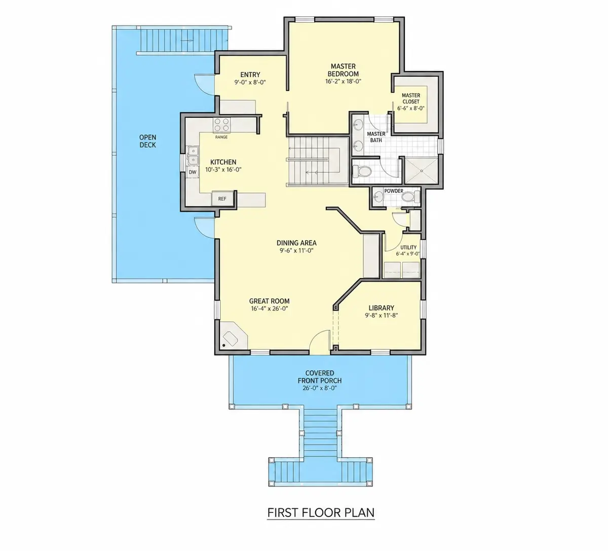 Pirmas Aukštas 27 – Trijų aukštų namo projektas 204 m²: 3 Miegamieji, 4 Vonios, be Garažo — 44908R