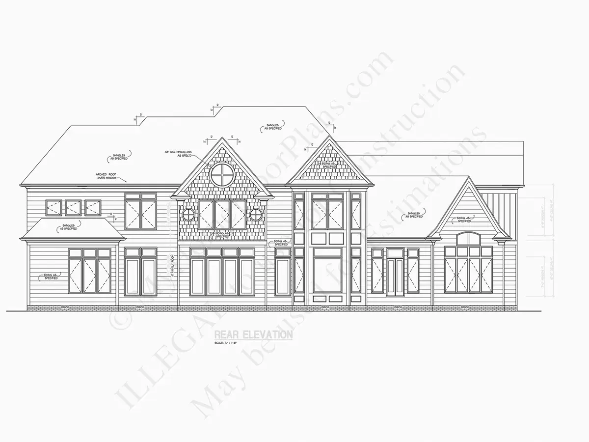 Fasadai 8 – Dviejų aukštų namo projektas 497 m²: 4 Miegamieji, Darbo kambarys, 6 Vonios, Atvira virtuvė, Garažas — 82132R