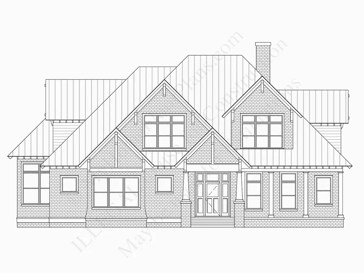 Fasadai 28 – Dviejų aukštų namo projektas + rūsiu 630 m²: 6 Miegamieji, 6 Vonios, Atvira virtuvė, Garažas — 59624R